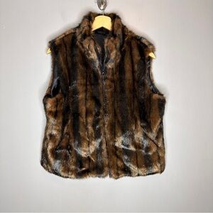 Vintage cejon accessories faux fur full zip vest